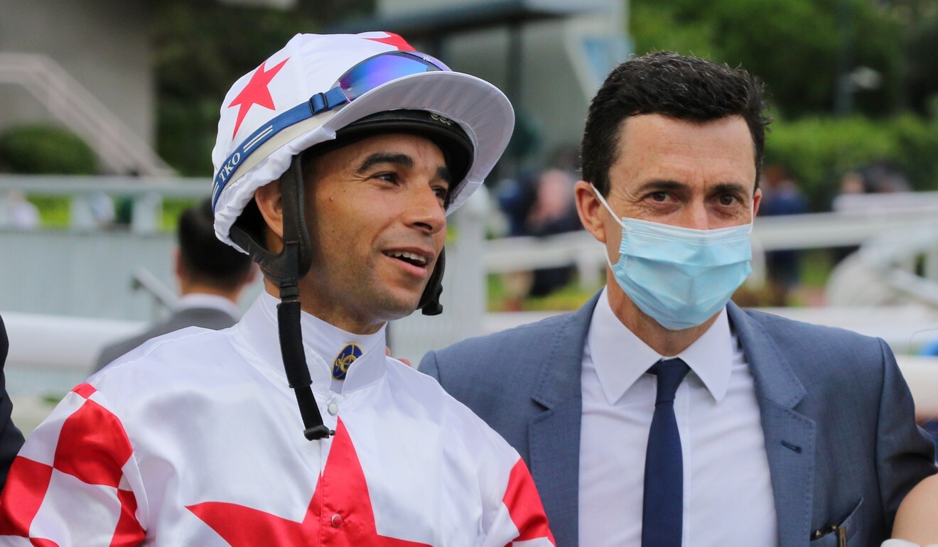 Joao Moreira with Douglas Whyte after Inner Flame’s win last season.