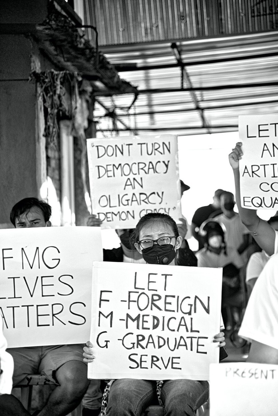 Students from Manipur at a protest demanding lower pass marks for the FMGE. Photo: Indian foreign medical students welfare society