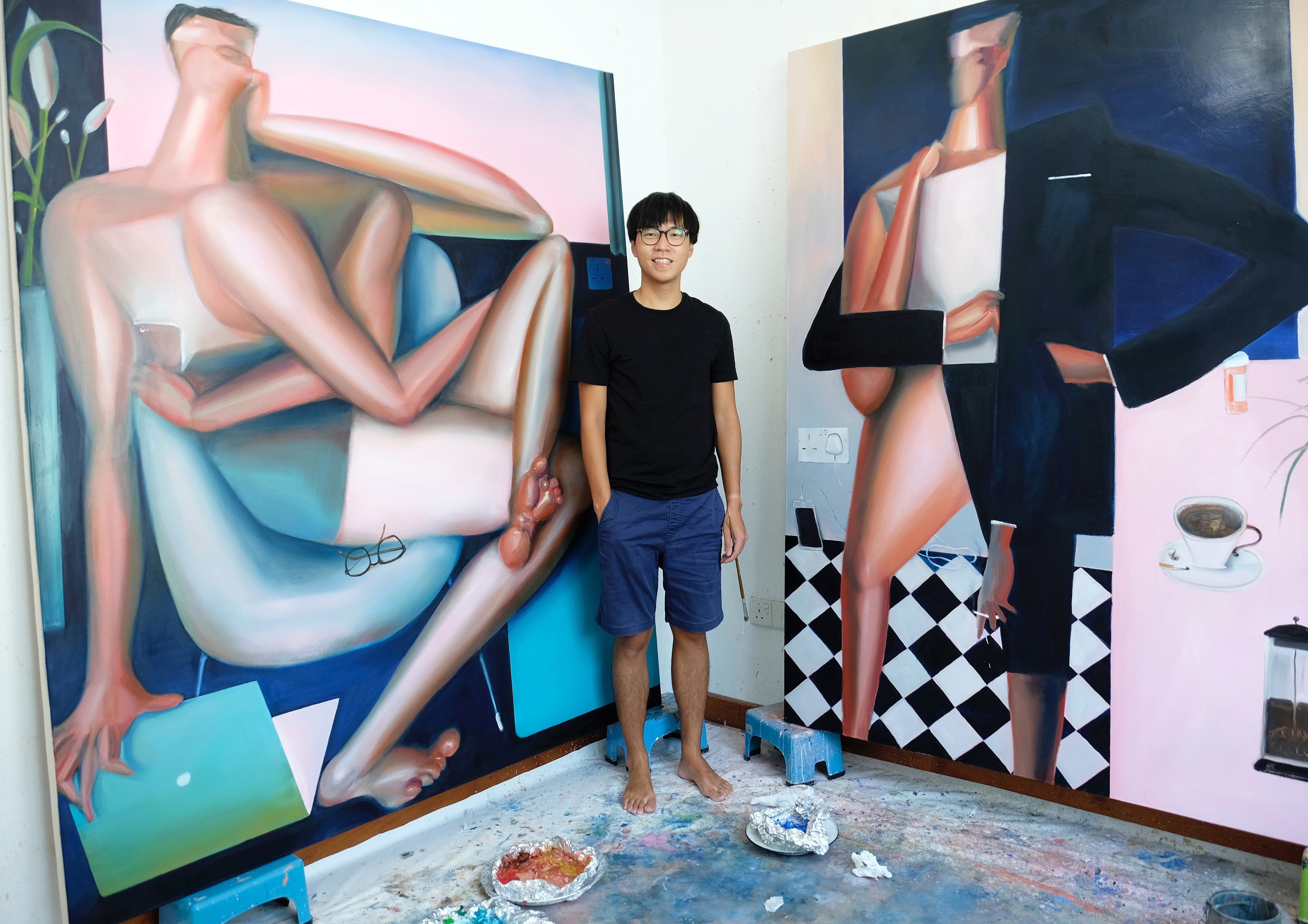 Singaporean painter Alvin Ong is usually based in London but ended up extending his stay in Singapore as the pandemic worsened. During his isolation period, he completed a series of paintings for a solo exhibition at Sydney’s Yavuz Gallery in May. Photo: Alvin Ong