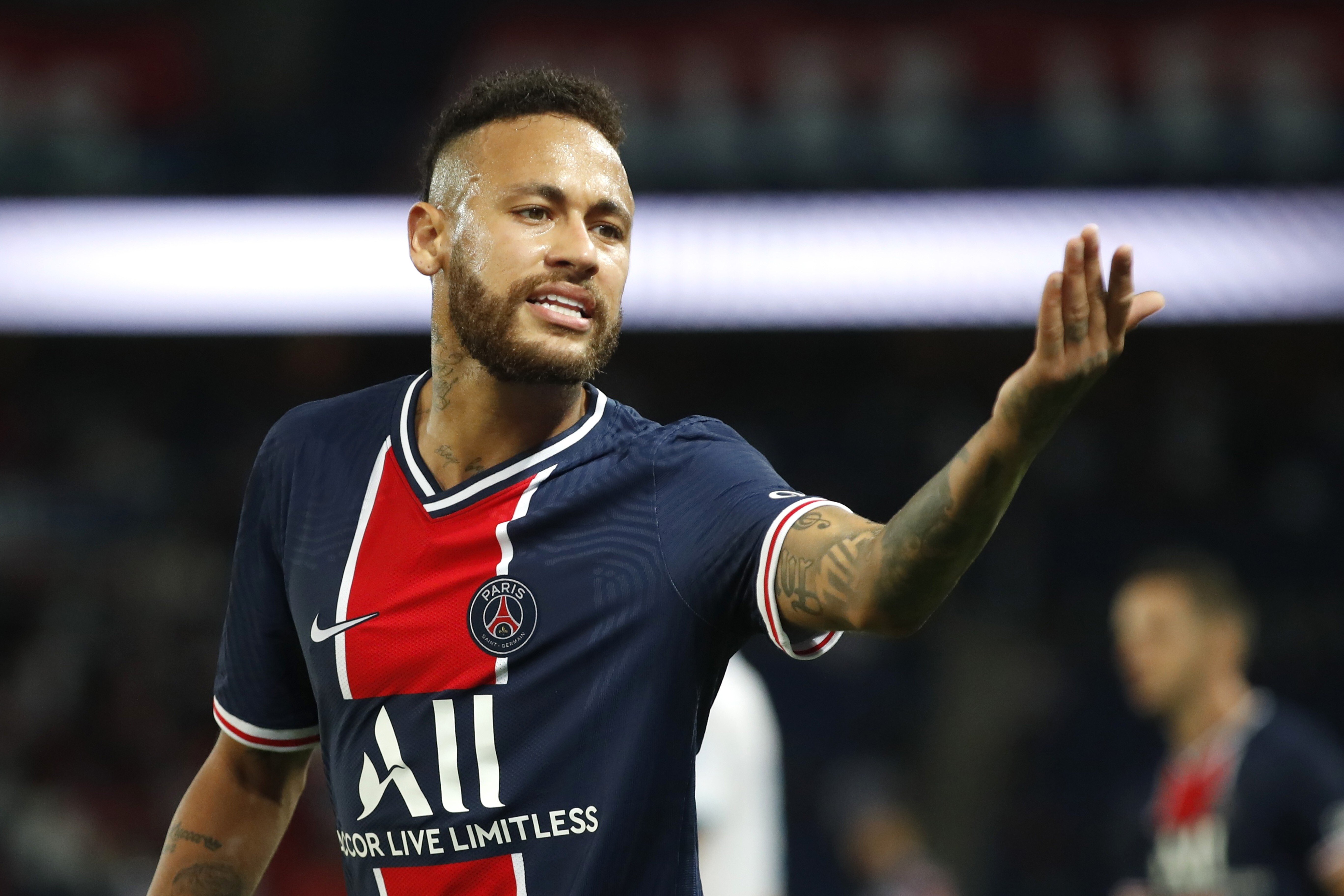 Paris Saint-Germain’s Neymar reacts after his sending off. Photo: Reuters