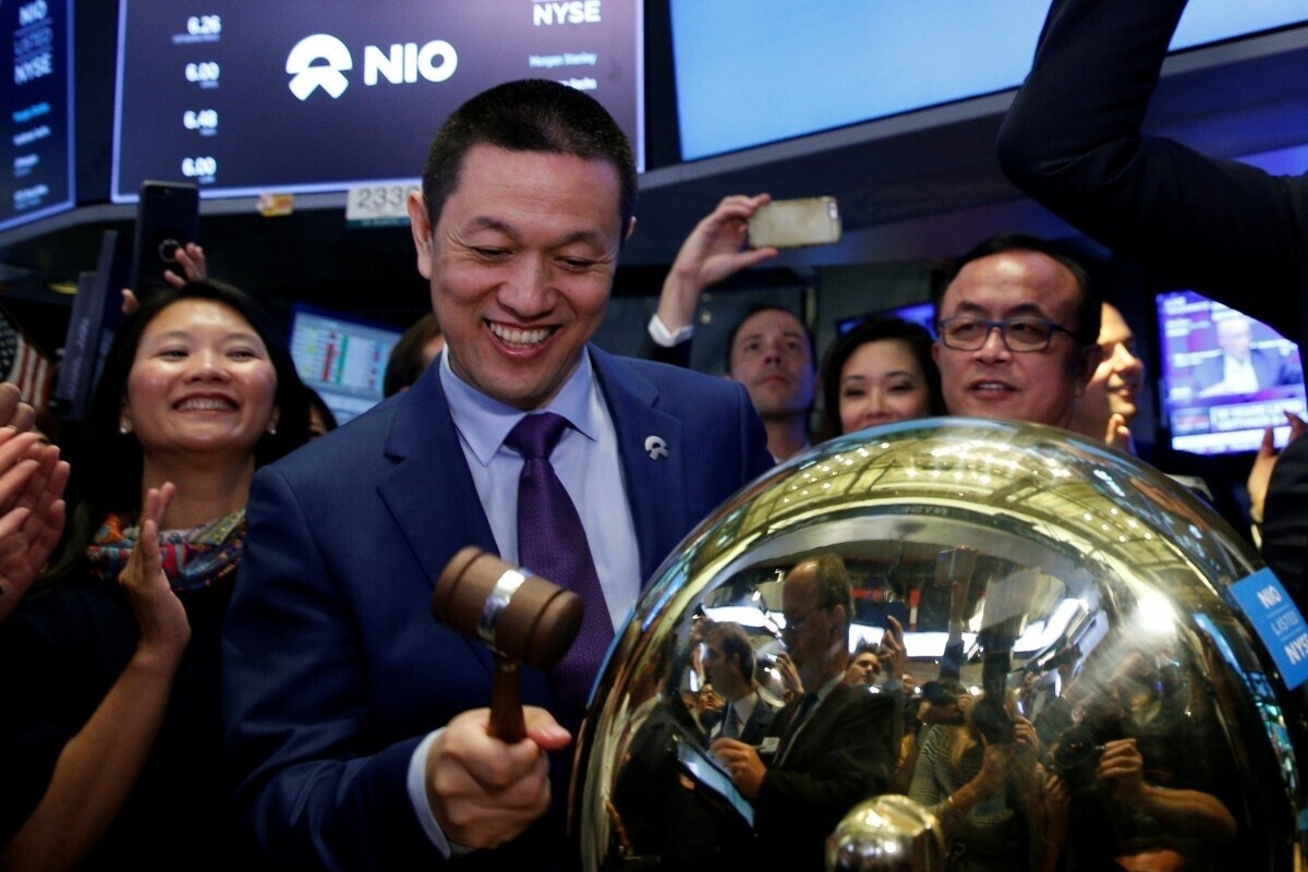 William Li Bin, CEO of Chinese electric vehicle start-up Nio, rings the bell at the New York Stock Exchange (NYSE) during the company’s initial public offering in September, 2018. Photo: Reuters