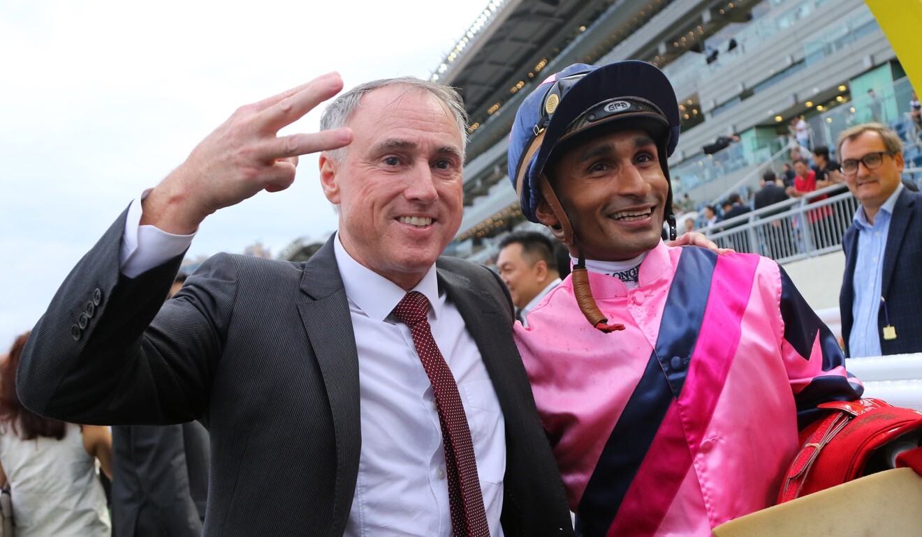 Paul O’Sullivan celebrates Chicken Dance’s win last season with Karis Teetan.