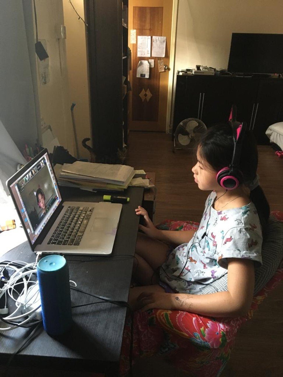 Despite her increased workload, Wong is also a mother who helps her own children learn through remote classes, including nine-year-old Matea.