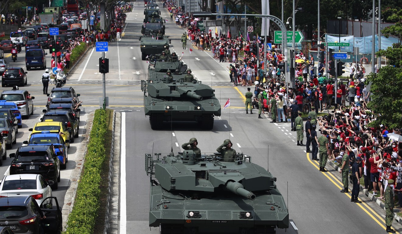 The Singapore military puts on a display for National Day. Photo: EPA