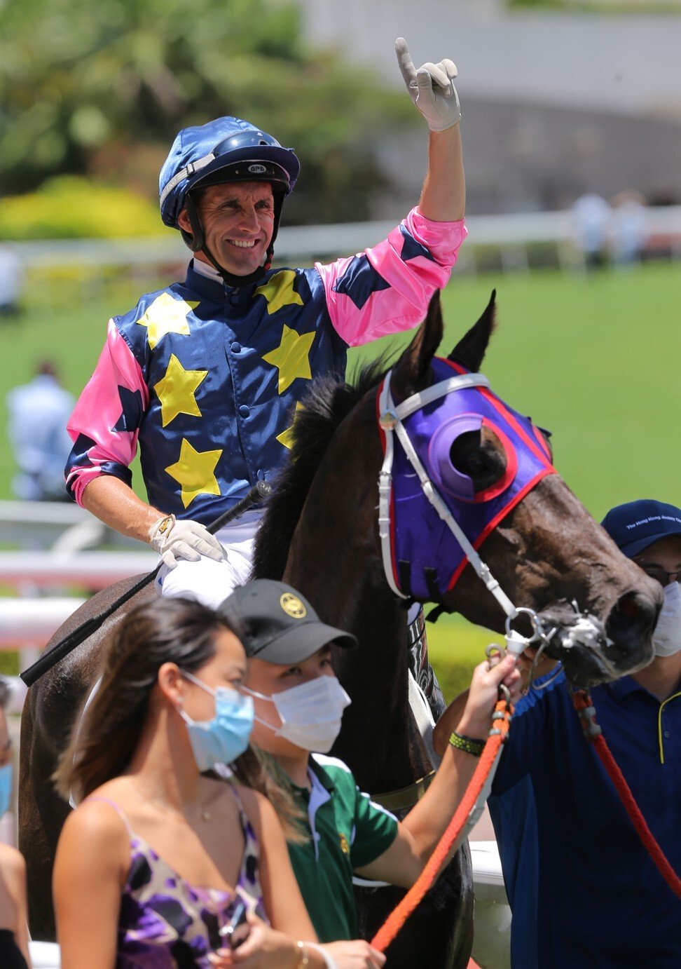 Neil Callan celebrates after winning aboard More Than Enough in July.