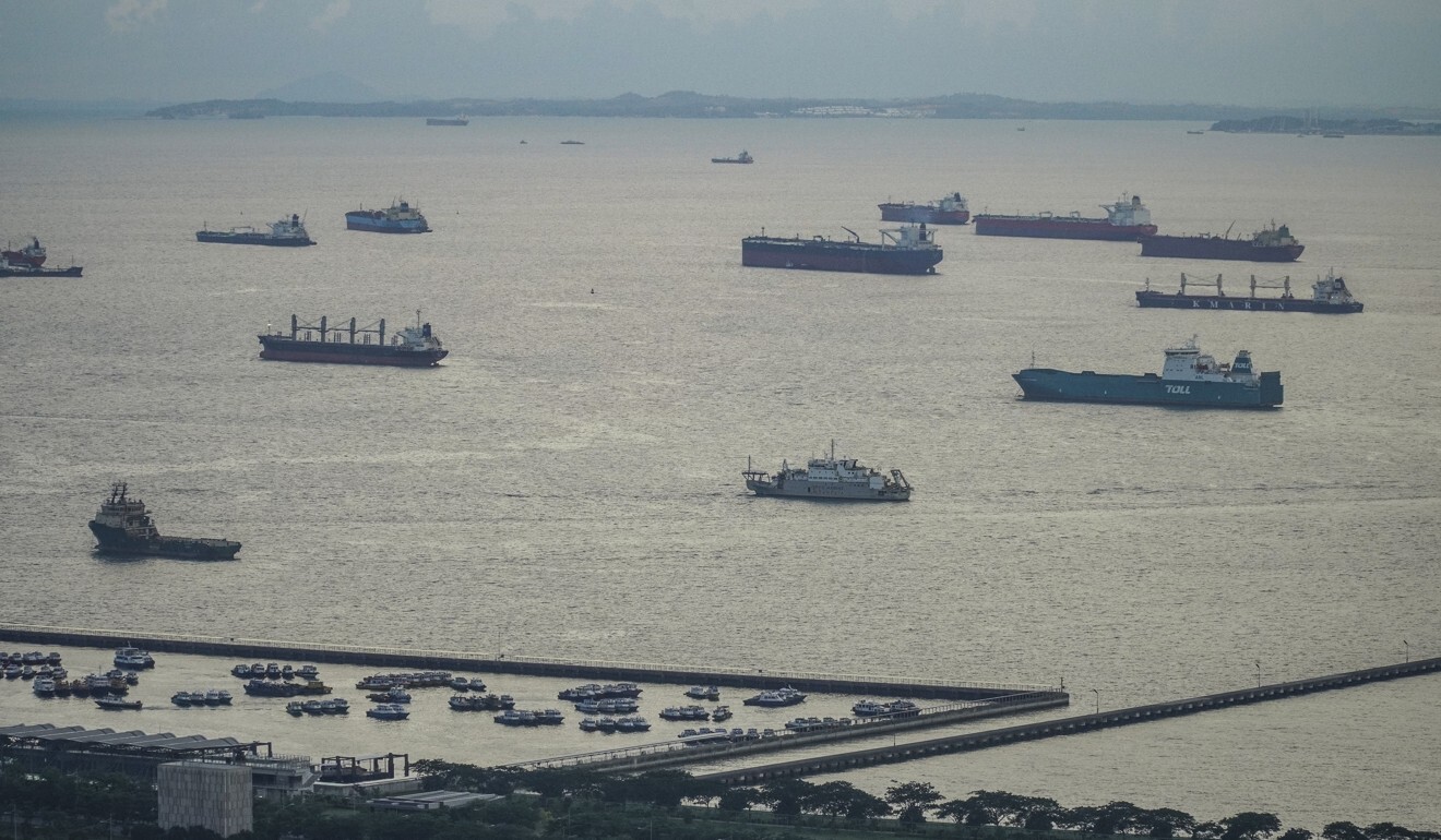 Container and cargo ships travel through the Strait of Malacca, one of the world’s busiest shipping lanes. Photo: SCMP / Roy Issa