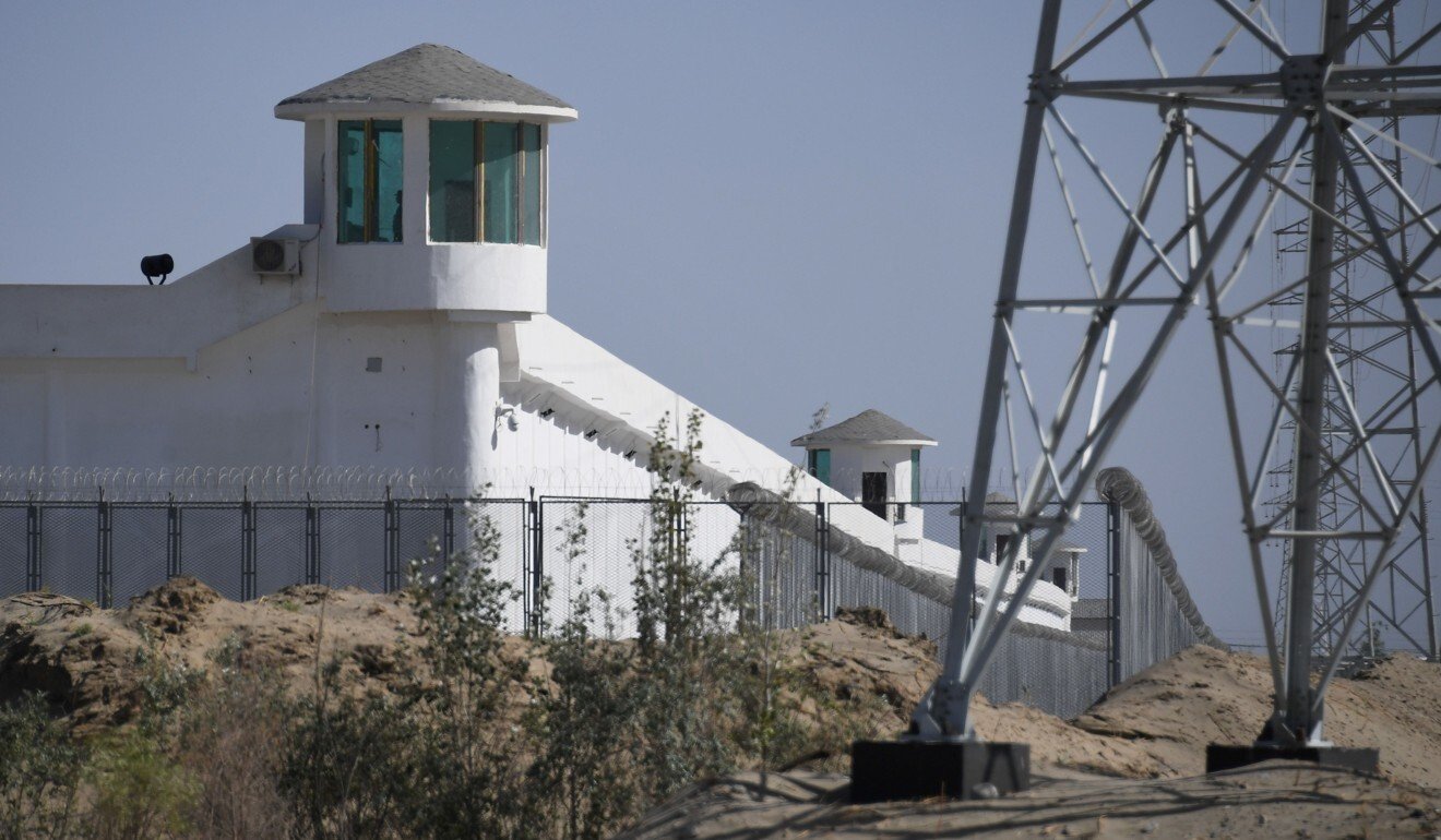 A photo from May 2019 shows watchtowers and a high-security facility near what is believed to be a detention camp for Muslim ethnic minorities in Xinjiang. Photo: AFP