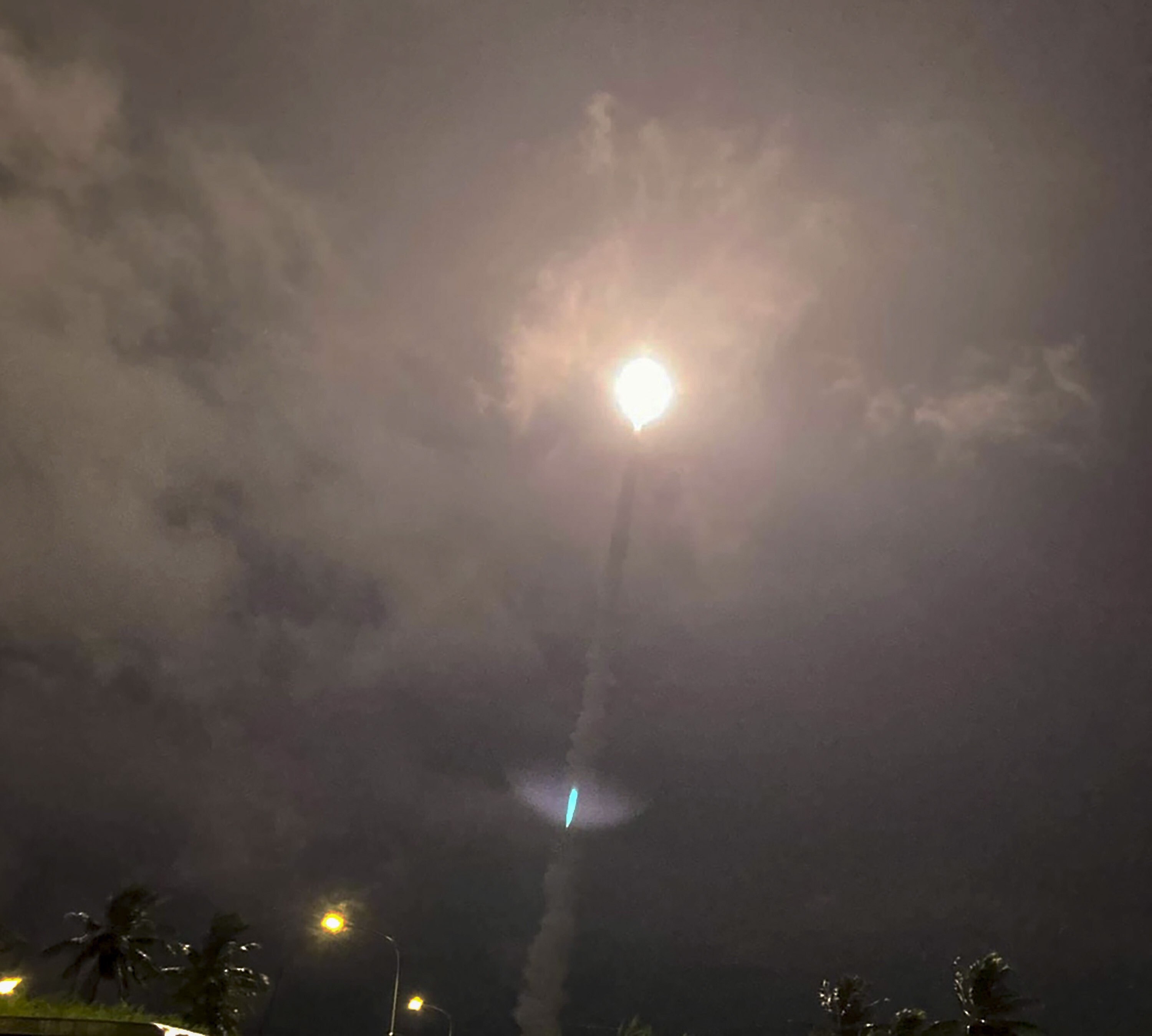 A Taiwanese missile is test-fired on Thursday night as part of a two-day programme. Photo: CNA