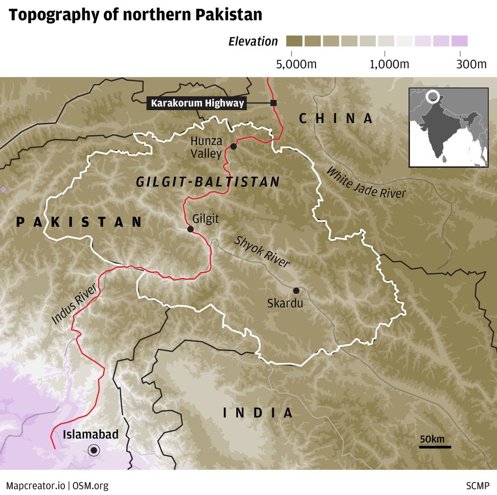 The mountainous region of northern Pakistan that borders China