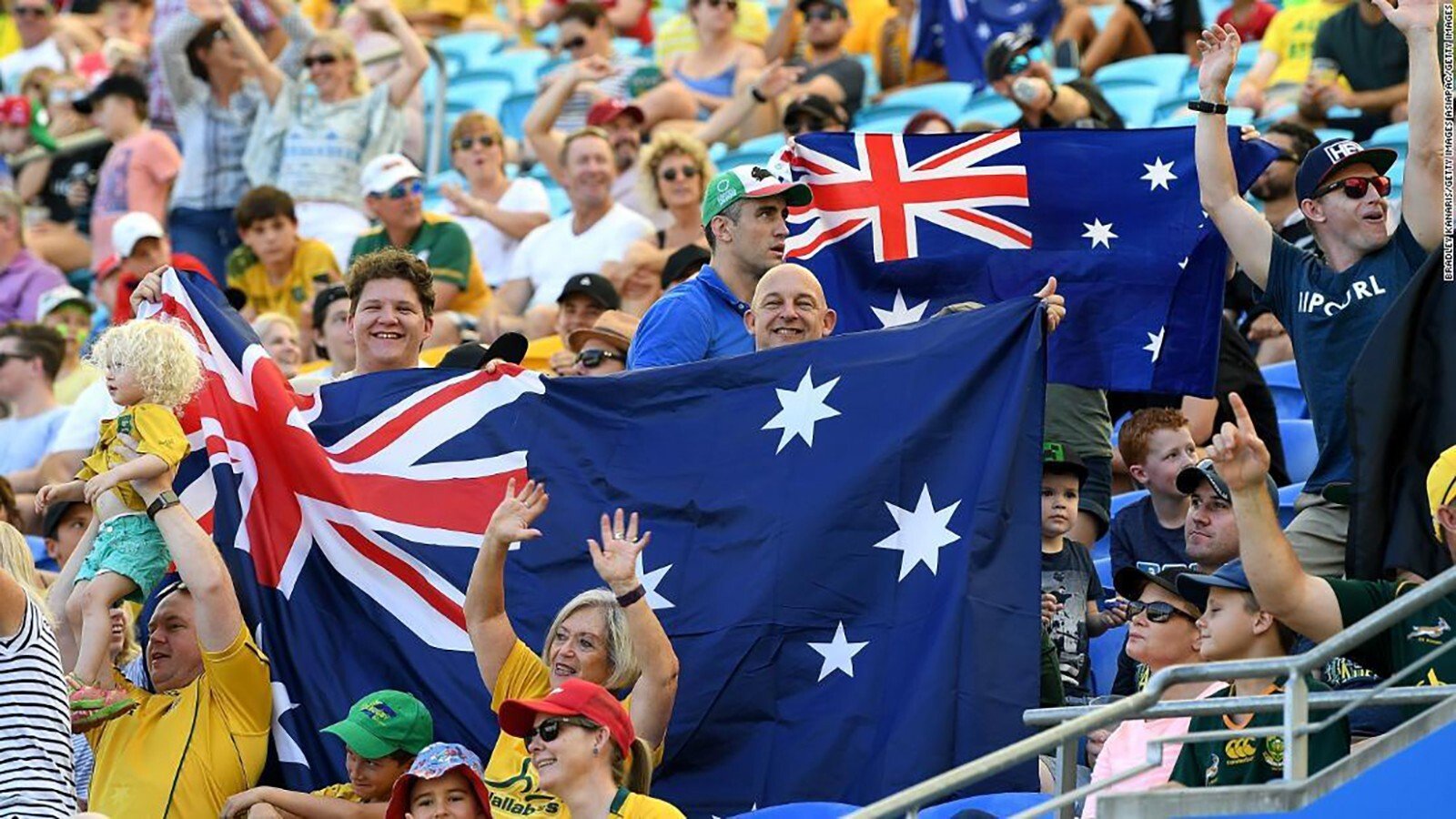 Australia fans at a Rugby Sevens match in Hong Kong. Photo: CNN
