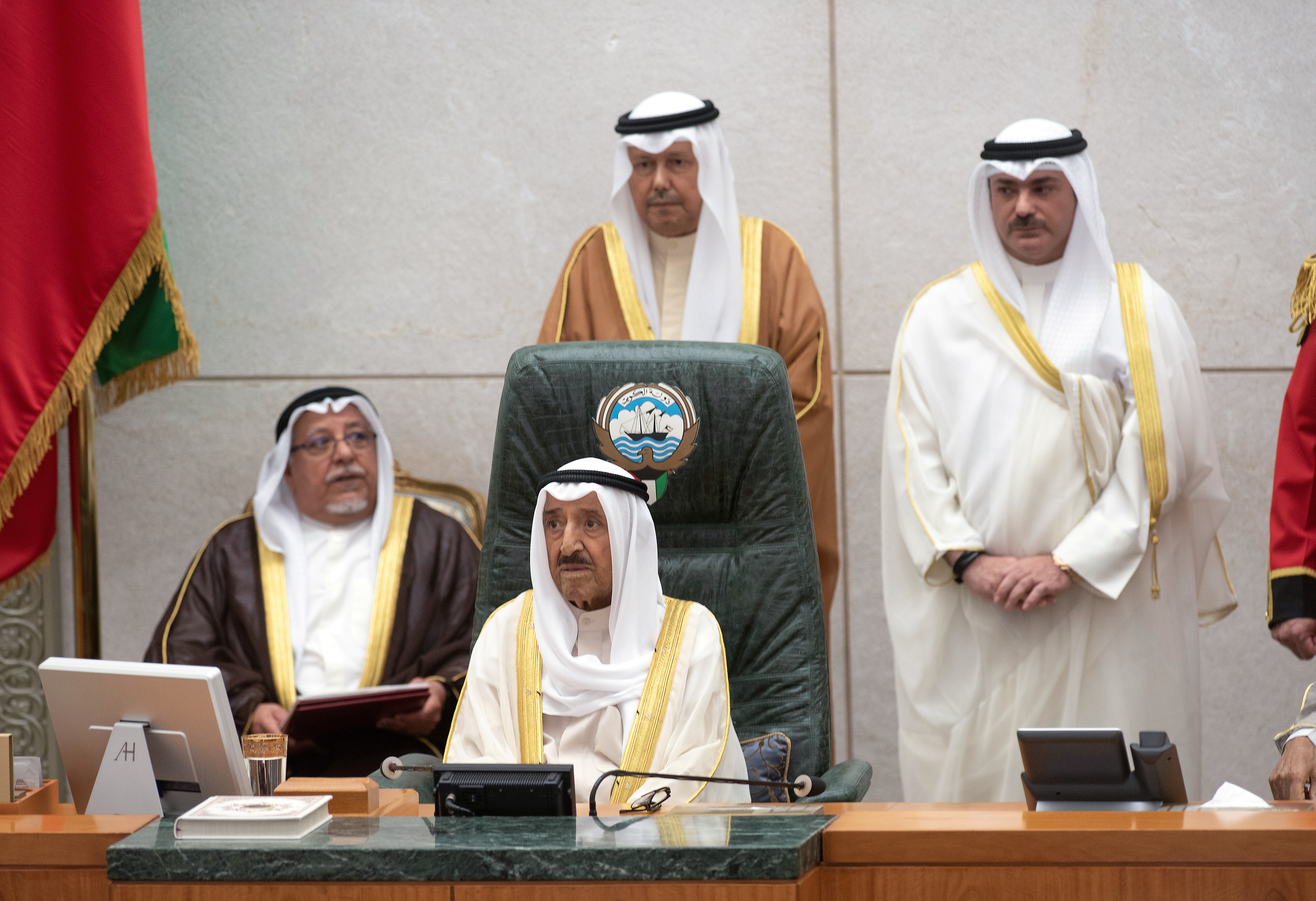 Kuwait’s Emir Sheikh Sabah al-Ahmad al-Sabah sits during opening of parliament session in Kuwait City in 2019. Photo: Reuters