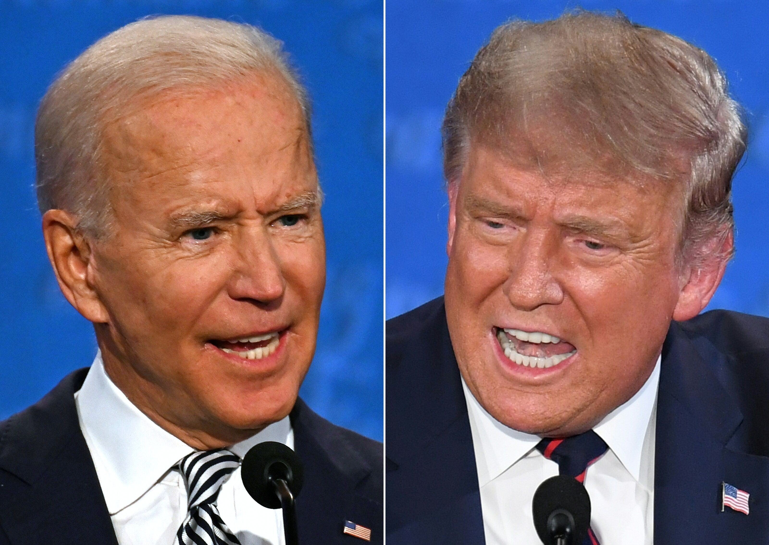 Democratic presidential candidate and former US vice-president Joe Biden (left) and President Donald Trump speak during the first presidential debate. Photo: AFP