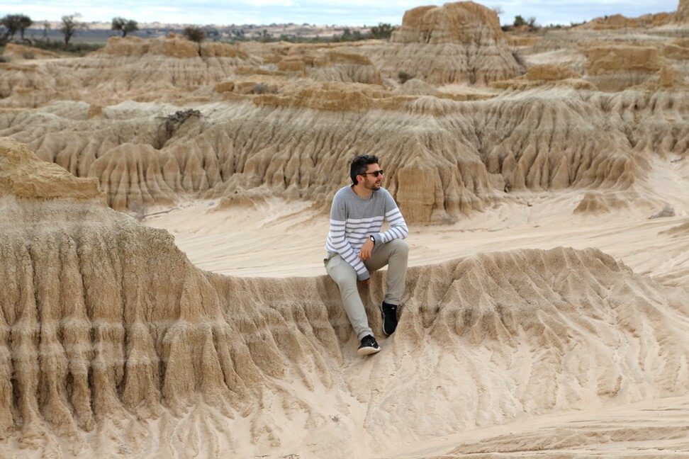 Herszberg relaxes at Mungo National Park in New South Wales, Australia. He was aiming to be the youngest Australian to visit every country. Photo: Daniel Herszberg