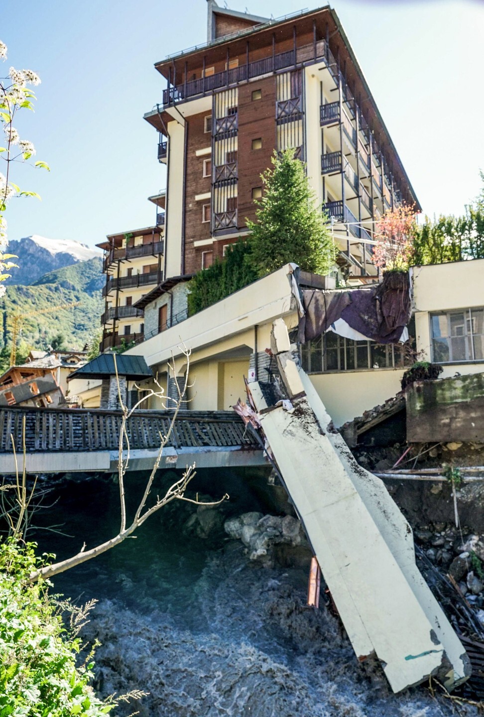 A block of concrete that collapsed from a building in Limone Piemonte, Italy. Photo: AFP