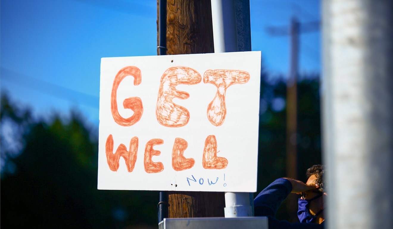 A ‘get well’ sign outside the Walter Reed National Military Medical Center. Photo: DPA