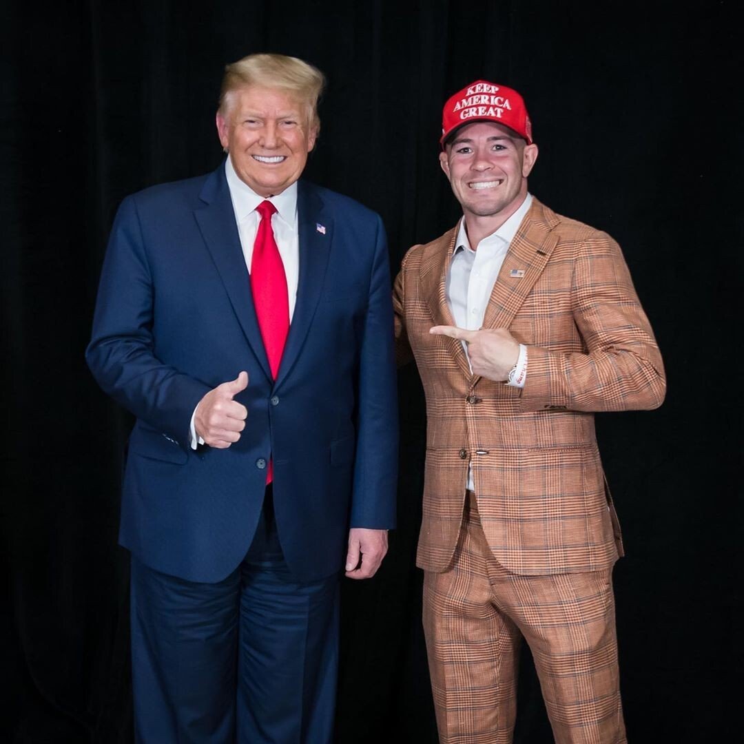 Colby Covington poses with US President Donald Trump at a Nevada rally. Photo: Instagram