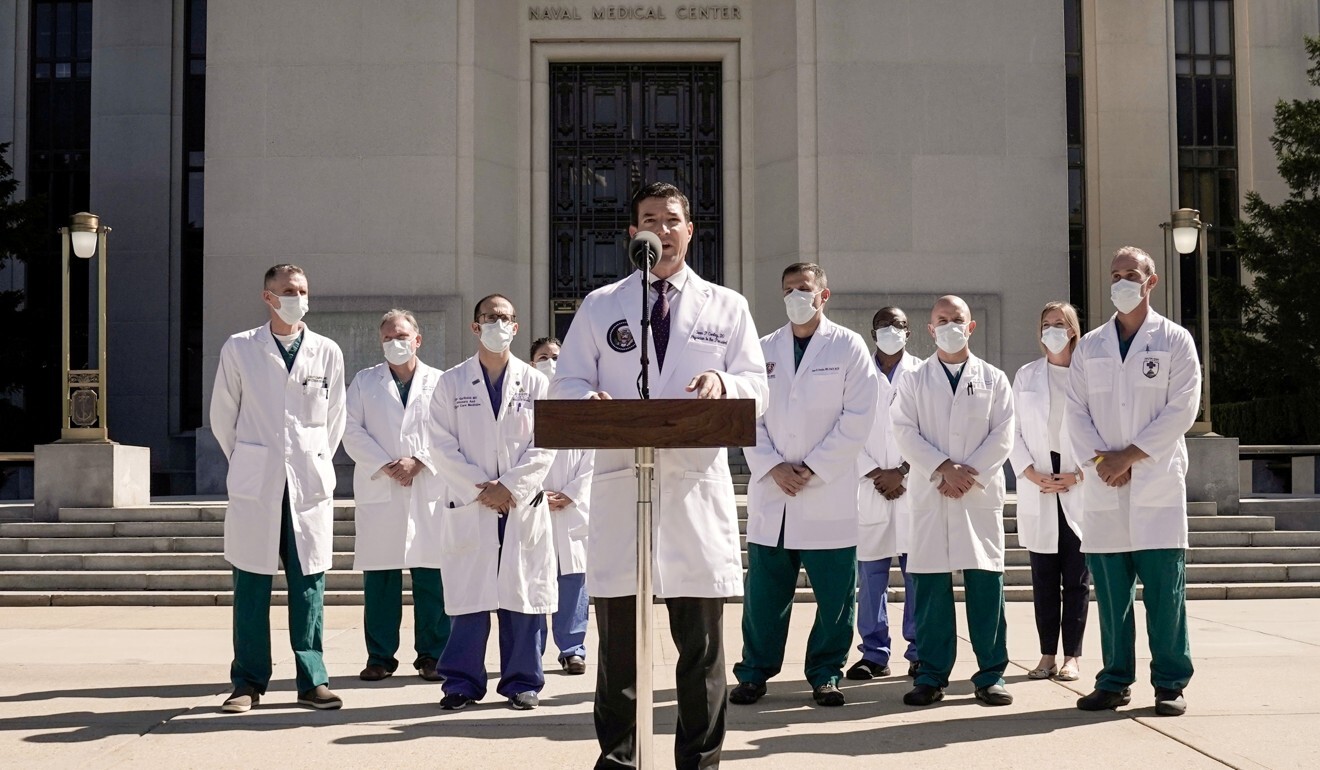 White House doctor Dr Sean Conley talks about the US president’s health. Photo: Reuters