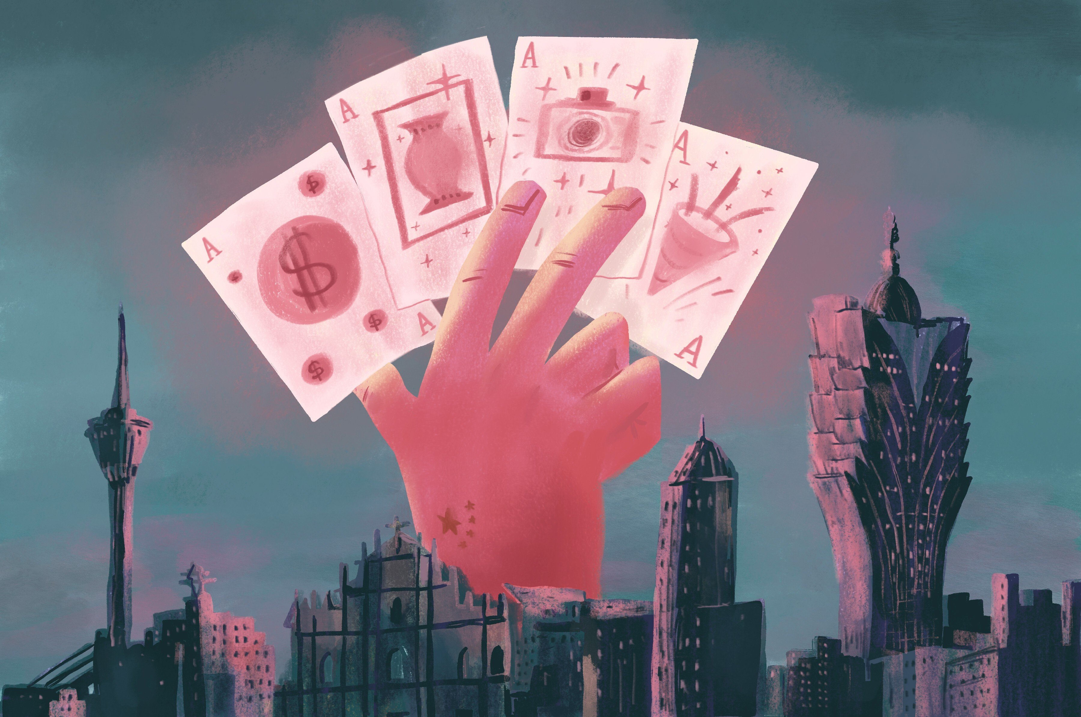 While analysts and industry observers agree on Macau’s need to diversify its economy from gaming, they say the city has to find a financial niche for itself. Illustration: Brian Wang
