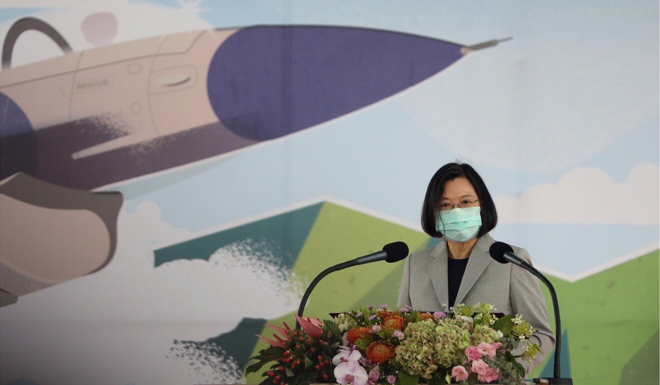 President Tsai Ing-wen attends an inauguration ceremony for the F-16 fighter jet maintenance centre in Taichung on August 28. Photo: Reuters