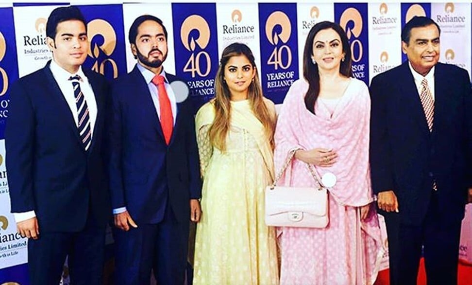 The Ambani family: Akash, Anant, Isha, Nita Ambani and Mukesh Ambani. Photo: @nita_mukesh_ambani/Instagram