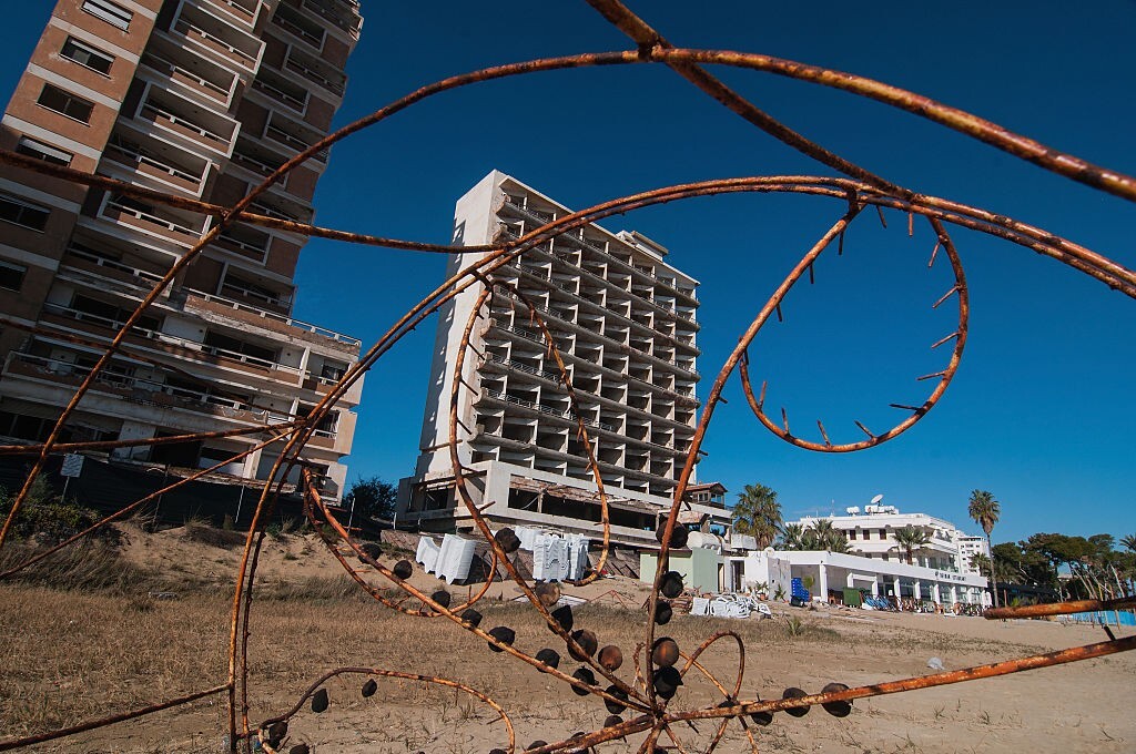 A hotel stands in the abandoned Varosha resort in Northern Cyprus. Authorities say the famous beach area is to reopen. Photo: Getty Images