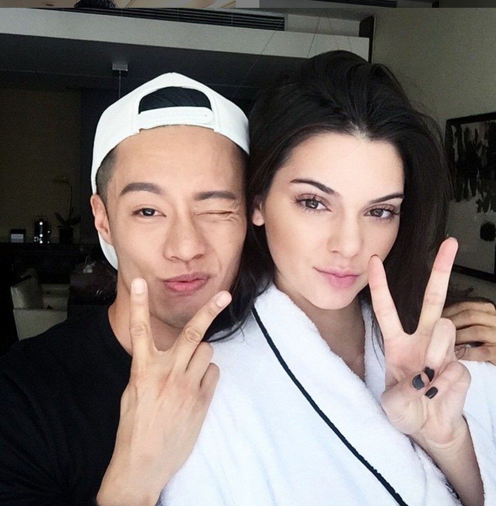 Alvin and Kendall Jenner getting ready for an event in Hong Kong.