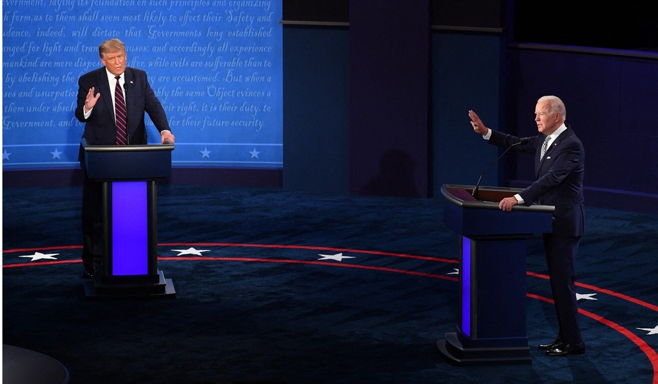 US President Donald Trump and Democratic presidential nominee Joe Biden during the first of presidential debate in Cleveland on September 29. Photo: TNS