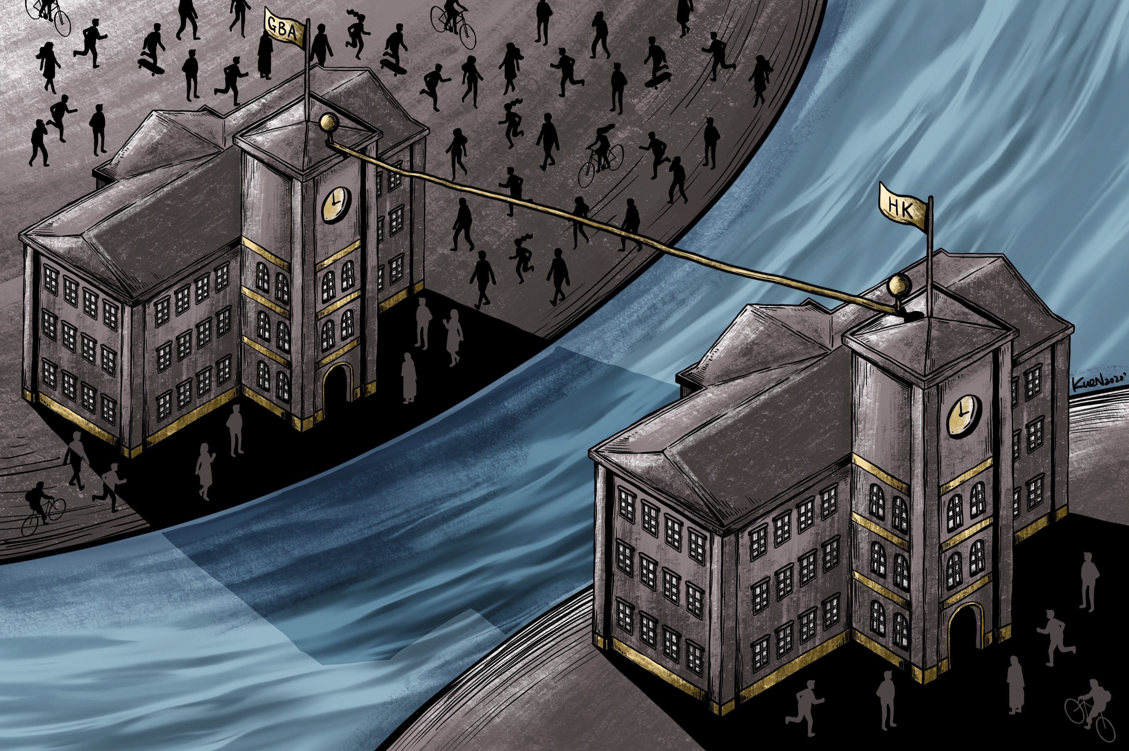 Many Hong Kong universities are setting up campuses in the Greater Bay Area. Illustration: Lau Ka-kuen