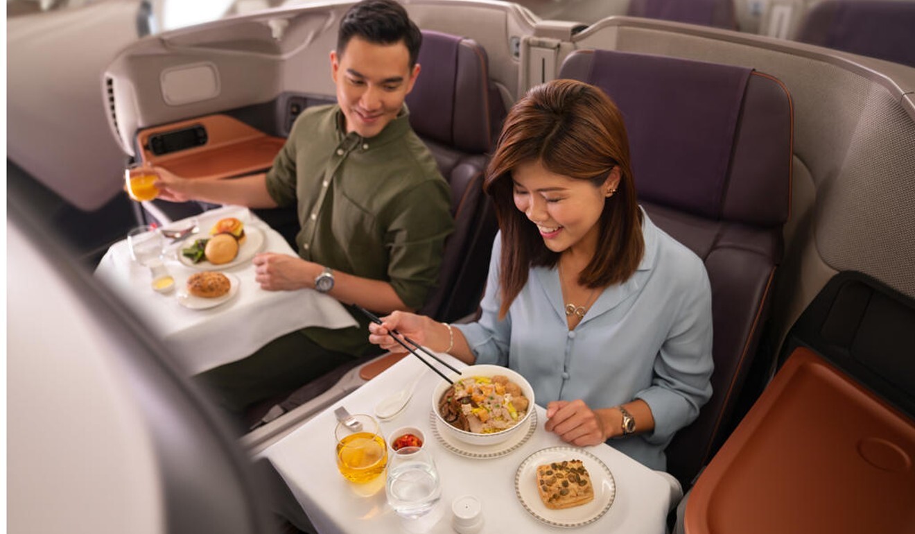 The Restaurant A380@Changi serves meals aboard the plane while parked at Singapore’s Changi Airport. Photo: Handout