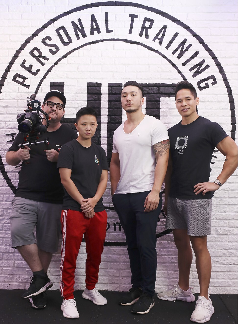 Thomas J. Elliott, professional boxer “Gemini” Chan Ching-man, personal trainer Alex Chung and producer Harry Pang take on mental health through film and fitness. Photo: Xiaomei Chen