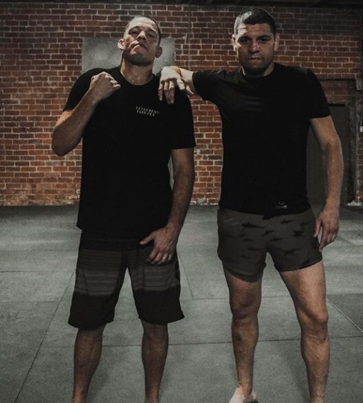 UFC fighters Nate and Nick Diaz pose after a training session. Photo: Instagram / Nate Diaz