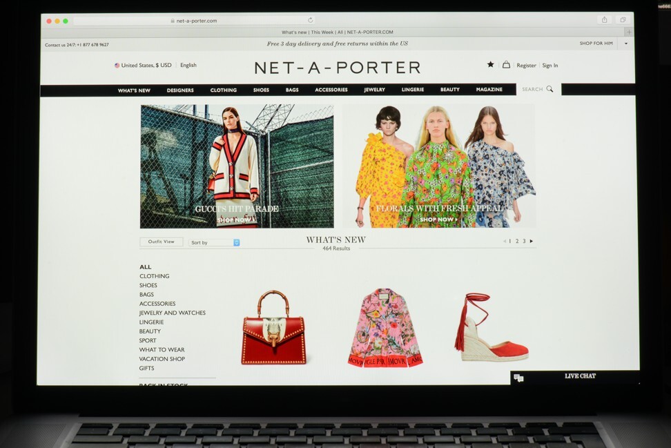 Net-a-Porter’s homepage.
