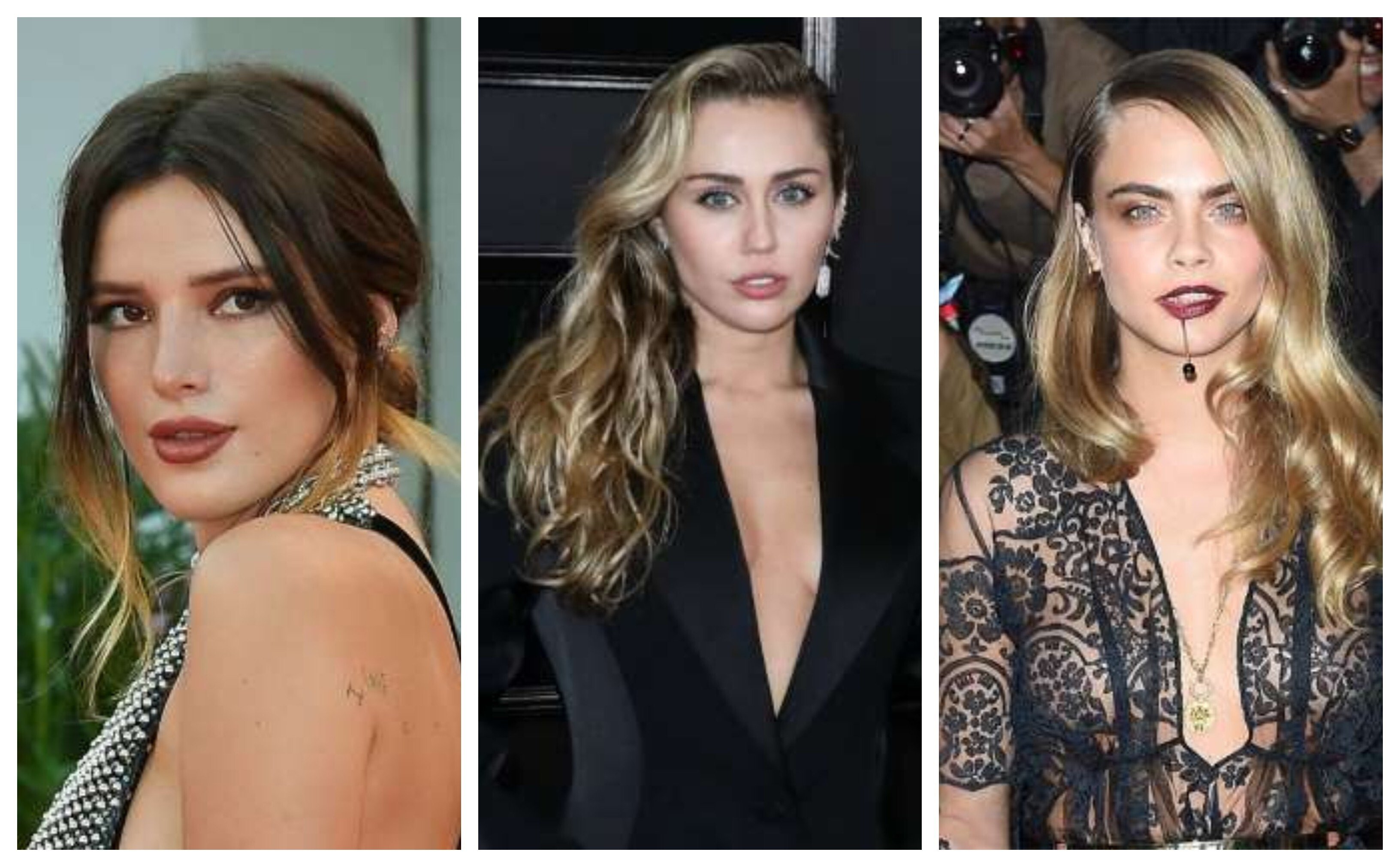 Bella Thorne, Miley Cyrus and Cara Delevingne identify as pansexual. Photo: Bang Showbiz