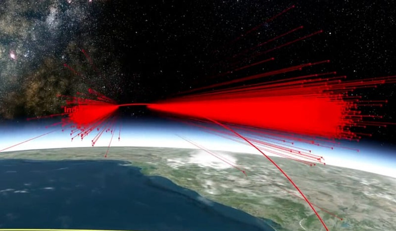 A simulation of space debris created by India's ‘Mission Shakti’ anti-satellite missile test on March 27, 2019. Photo: Analytical Graphics