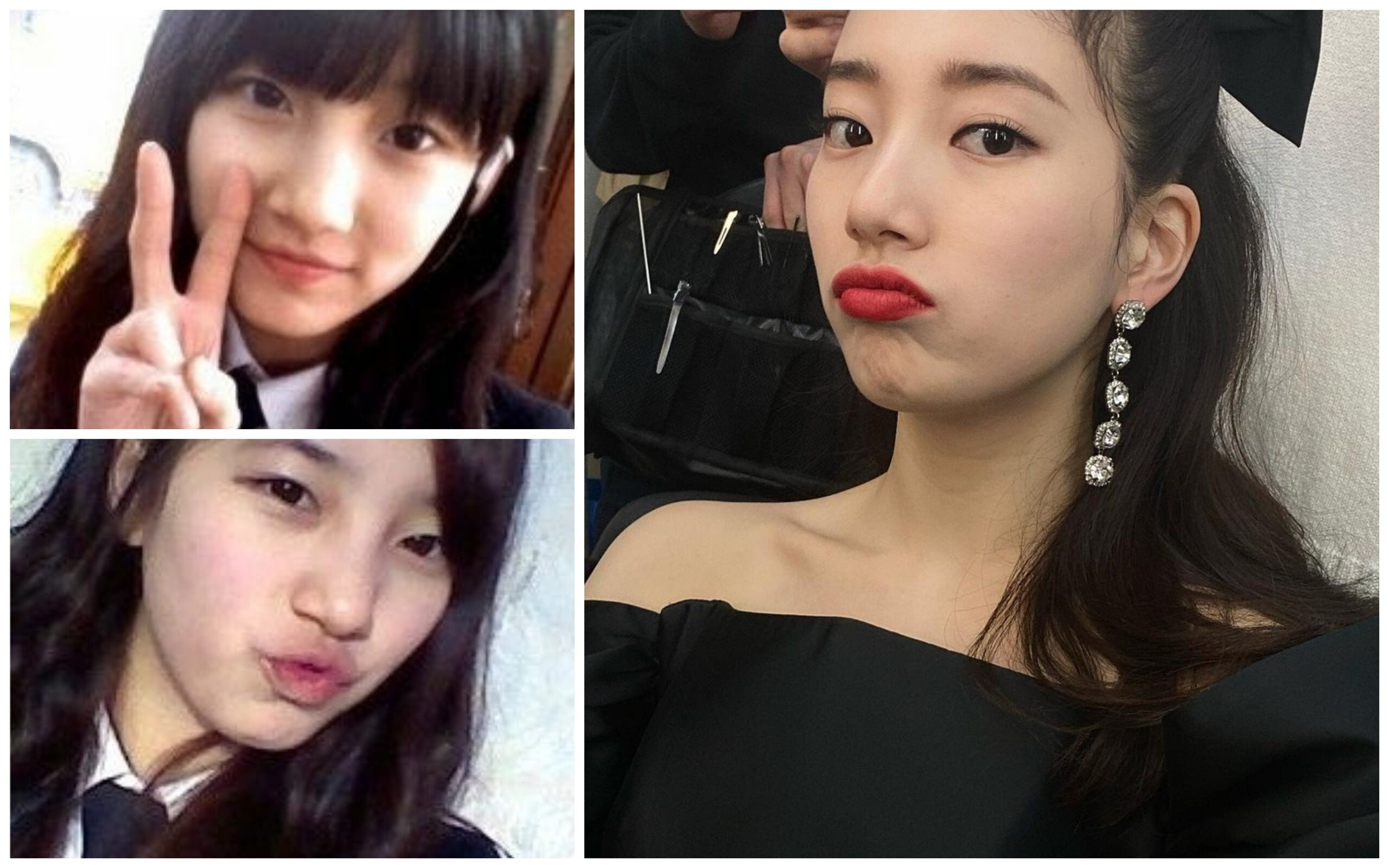 Bae Suzy before and after her debut. Photo: @SuzyZones/Twitter @skuukzky/Instagram