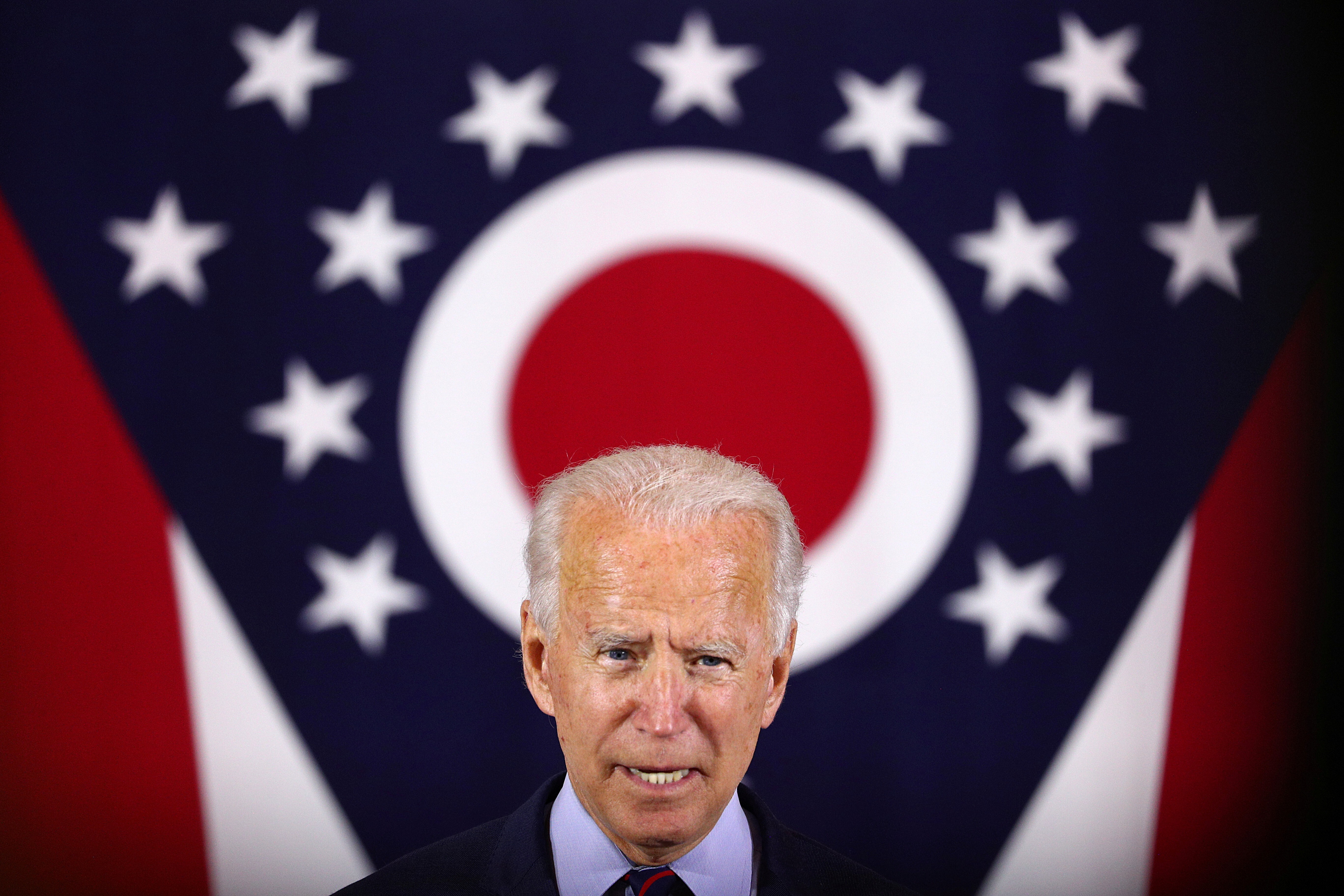 US Democratic presidential candidate Joe Biden delivers remarks at a campaign stop in Cincinnati, Ohio, on Monday. Photo: Reuters