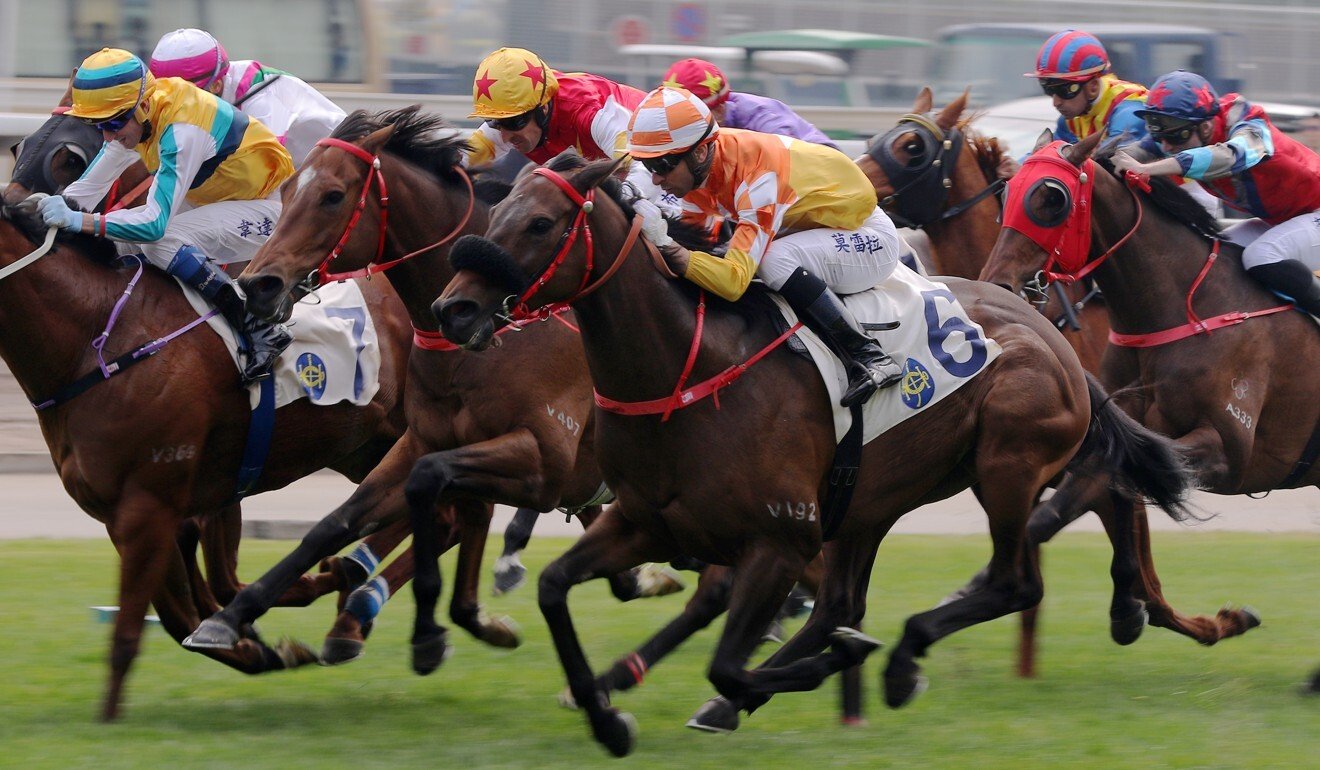 Joao Moreira guides Amazing Agility (number six) to victory in a 2,000m race at Sha Tin in January 2019.