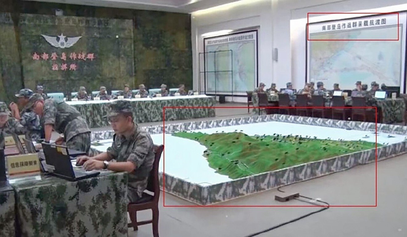 A 3D model of southern Taiwan at a PLA Southern Theatre Command centre. Photo: Handout