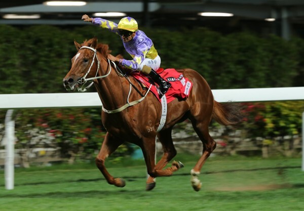 Karis Teetan salutes as Californiadeepshot wins at Happy Valley last season.