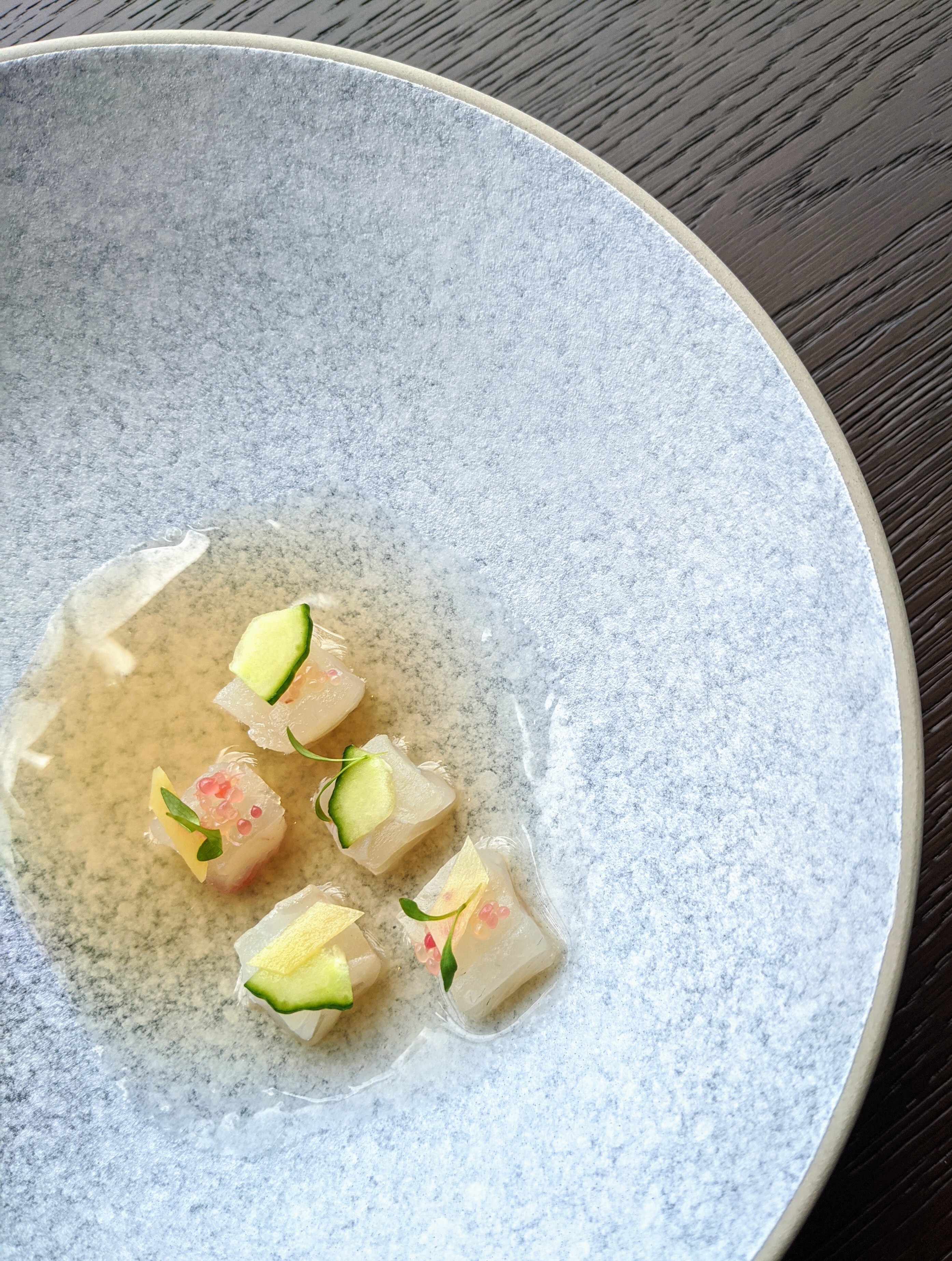 Japanese sea bream gazpacho, a dish from the Abstract Experience menu at Cobo House at K11 Musea. Photo: handout