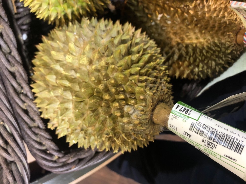 A prized musang king durian at City‘super in Hong Kong. Photo: SCMP