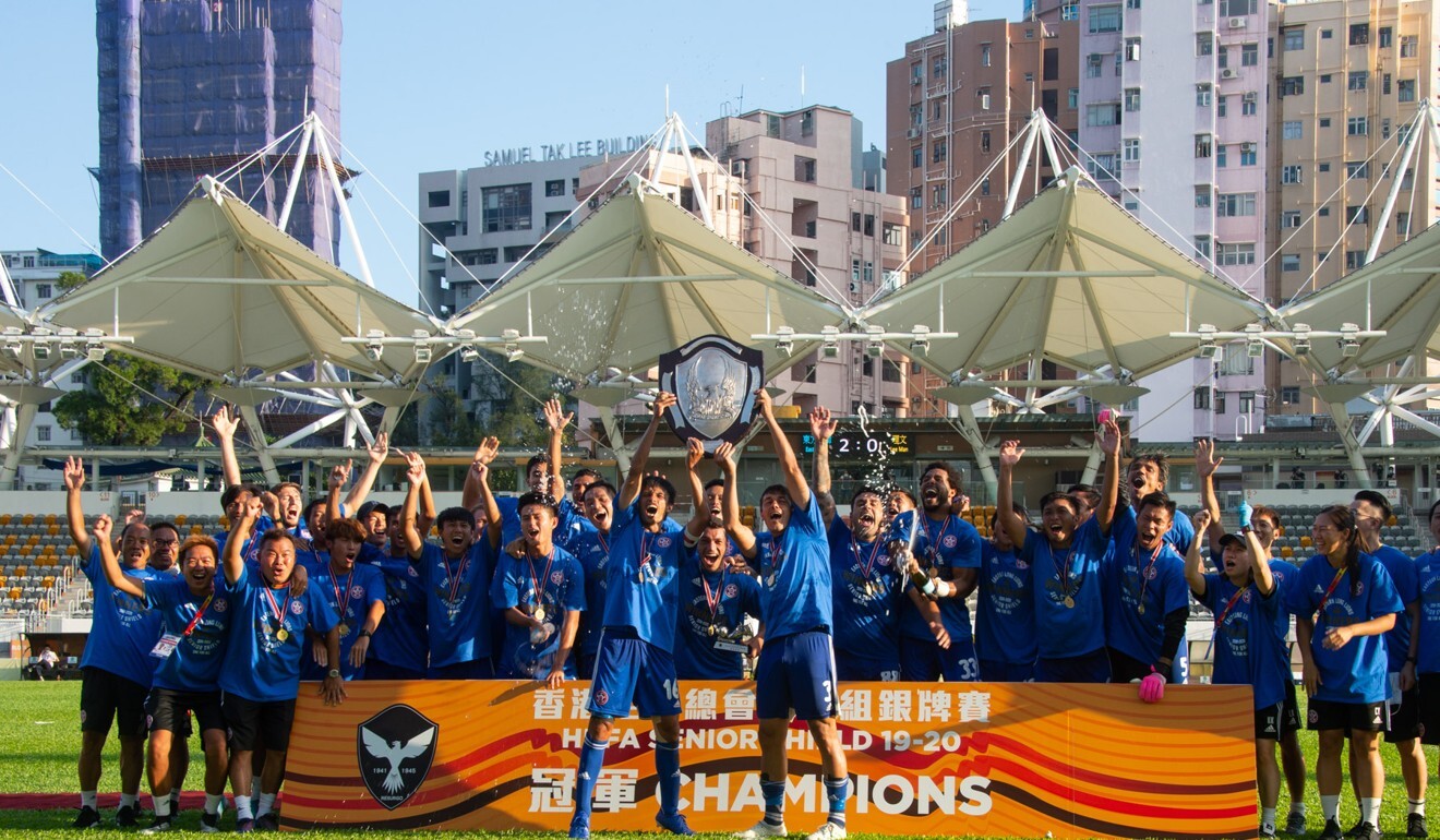 Eastern Long Lions celebrate their Senior Shield triumph at Mong Kok Stadium on October 2, 2020. Photo: HKFA