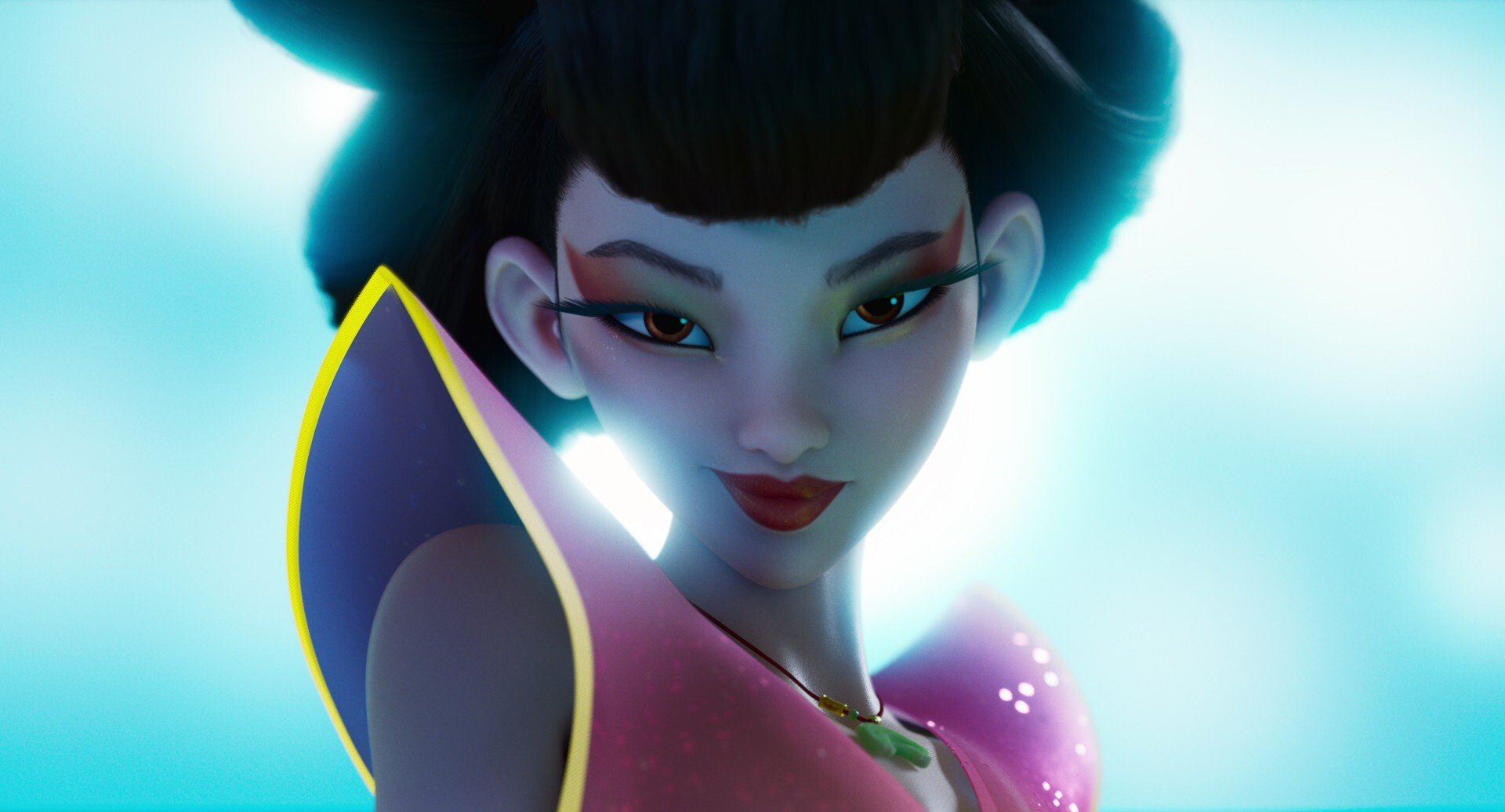 The character Chang'e (voiced in Chinese by Phillipa Soo) in a still from Over the Moon. Photo: Netflix.