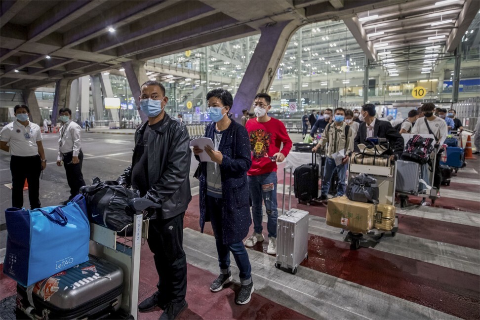 Chinese tourists arrive at Bangkok’s Suvarnabhumi Airport, on October 20. Photo: AP