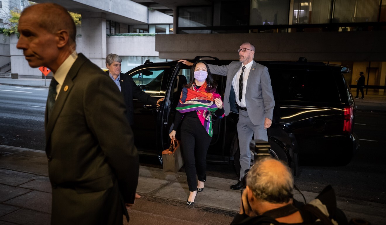 Meng Wanzhou arrives at the British Columbia Supreme Court in Vancouver on Thursday.  Photo: Bloomberg