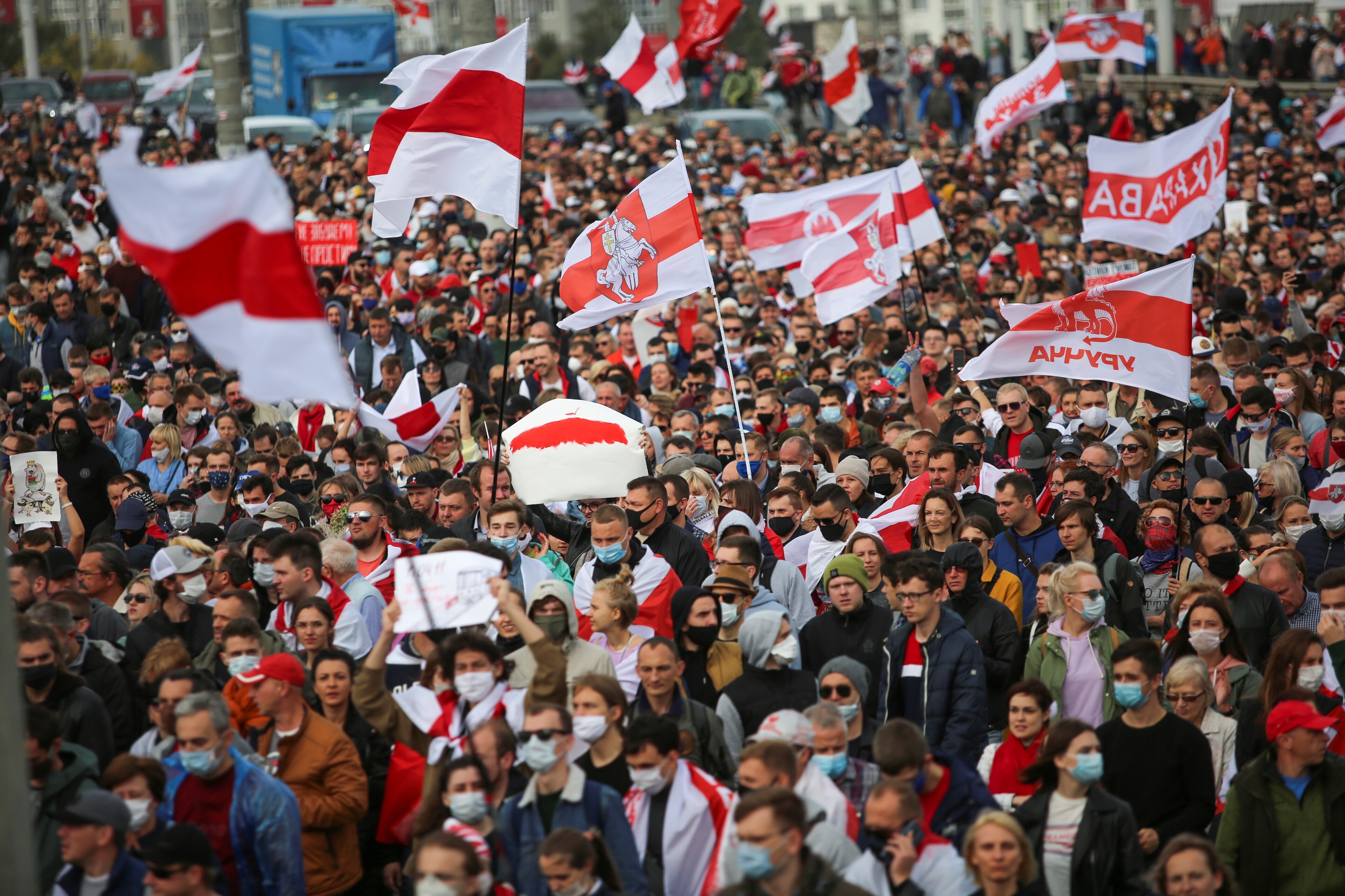 People gather at an opposition rally to reject the presidential election results in Minsk, Belarus, on October 4. The size and resilience of the protests suggest the people of Belarus are no longer satisfied with their managed democracy under President Alexander Lukashenko. Photo: Reuters