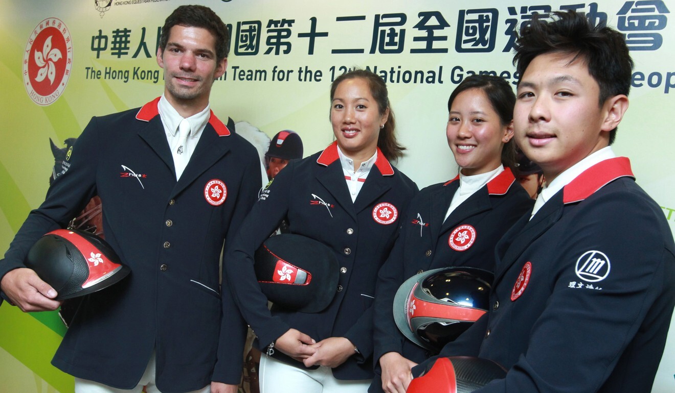 Members of the equestrian show jumping team. Patrick Lam, Samantha Lam, Jacqueline Lai and Kenneth Cheng (from Left). Photo: Handout