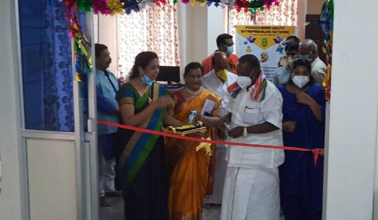 Puducherry’s Chief Minister V. Narayanasamy, dressed in white, inaugurates the Xu Fancheng Culture Study Centre on October 26. Photo: Handout