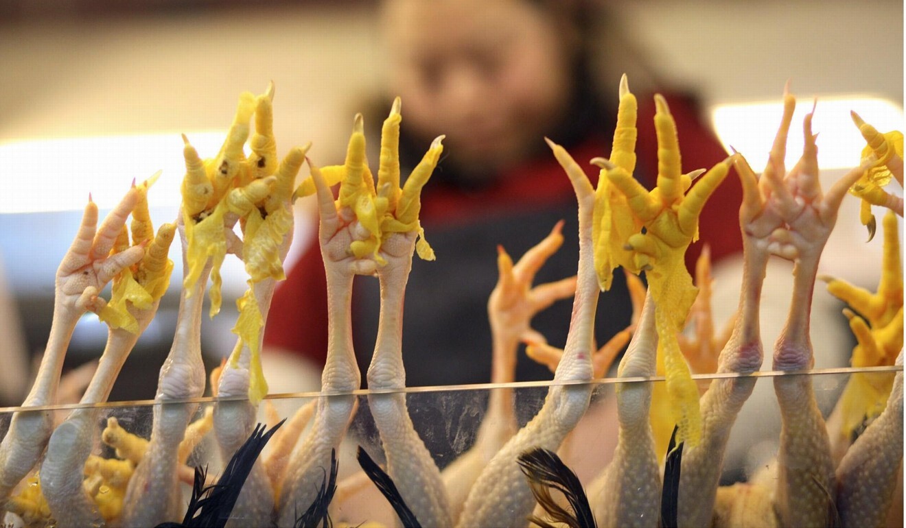 China bought 118,662 tonnes of chicken feet worth US$263 million from America in the first eight months of 2020. Photo: EPA