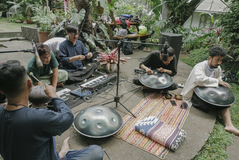 Bottlesmoker (second and third from left) perform at “Plantasia”. Photo: Widian Lesmana